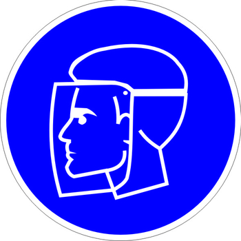 M08 работать в защитном щитке (пленка, 200х200 мм) - Знаки безопасности - Предписывающие знаки - Магазин охраны труда Протекторшоп
